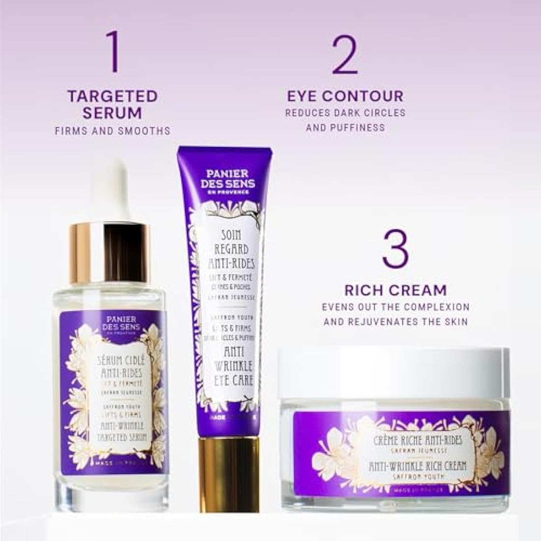 NEW - Panier des Sens - Anti Aging Serum for Face - Saffron Extract + Hyaluronic Acid - Anti Wrinkle & Lift - Skin Care for Women - Hydrating Facial Serum 97% Natural Ingredients - 30 ml