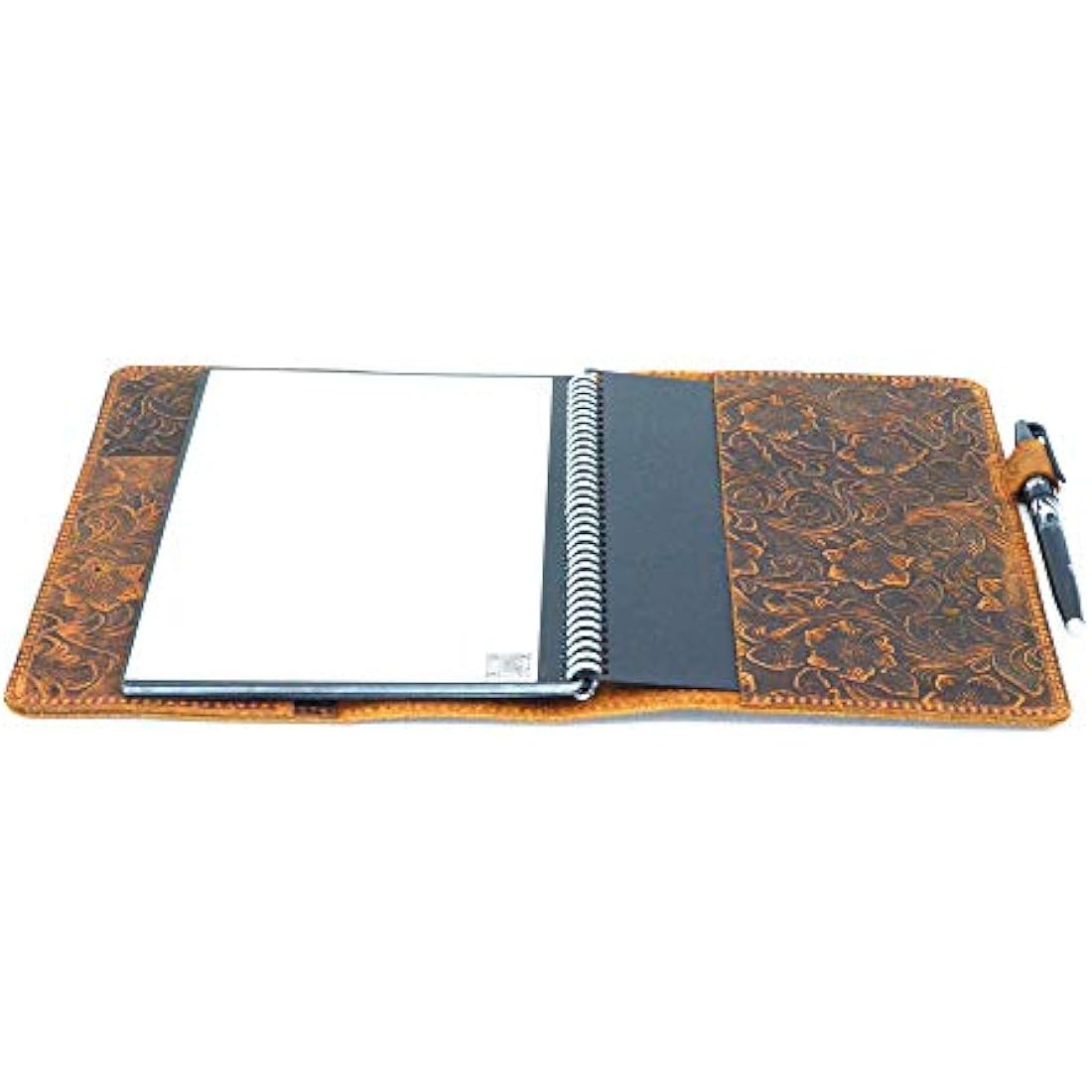 JJNUSA Compatible with Rocketbook Cover Smart Business Handmade Distressed Genuine Leather Notebook Cover for Everlast, Fusion, Wave Moleskin A4 with Pen Loop & Card Holder Letter 11" x 8.5" flower