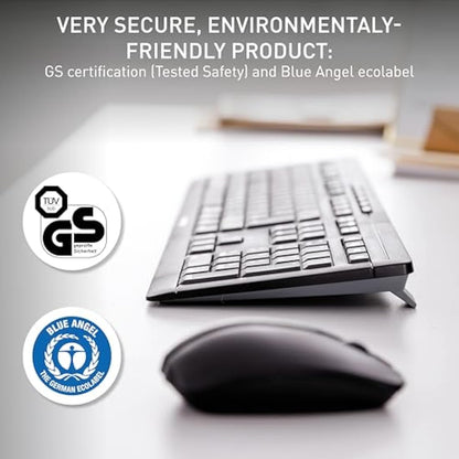 CHERRY STREAM DESKTOP, Wireless Desktop Set, EU Layout (QWERTY), 2.4 GHz RF, Quiet Keystrokes, Flat Keys, Battery-Operated, Black