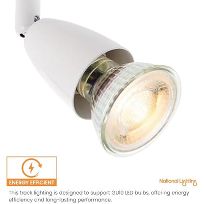 Saxby Lighting Amalfi six spotlight bar, Gloss White Finish, for Living Room, Kitchen, Bedroom