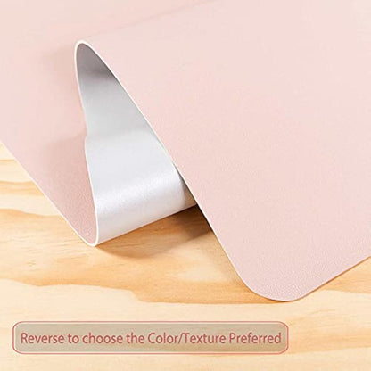 DOBAOJIA Desk Pad Large, Desk Mat, Extended Mouse Mat, Mouse Pad L, Desk Blotter, Laptop Pad Writing Pad for Office/Home, Dual-Side Use PU Leather Waterproof 23.6" X 13.8"(Pink/Silver)