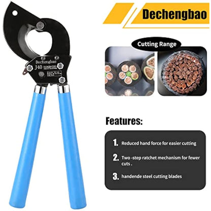 Ratchet Cutters, Dechengbao J40 Heavy Duty Wire Cutter for Aluminum Copper Cable up to 400mm², Ratchet Cable Cutters