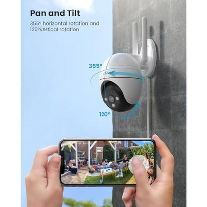 ieGeek 2.4G/5GHz PTZ Security Camera Outdoor, 2K Dual-Band WiFi CCTV Camera, Color Night Vision, WiFi Home IP Camera with Human Detection, Siren, 2-Way Audio, Support Alexa, Memory/Cloud, 2PCS (Wired)