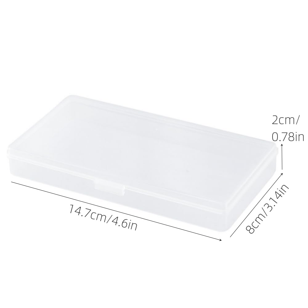 Eleanly 4 Pcs Small Plastic Box Rectangular Empty Mini Clear Plastic Organizer Storage Box Craft Storage Box with Flip Lid for Small Items and Other
