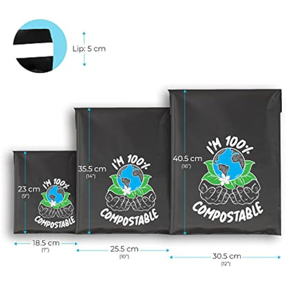 Compostable Mailing Bags,Biodegradable Mailing Bags,Eco Friendly Mailers 10 x 14" (25.5 x 35.5 cm) |25PK|