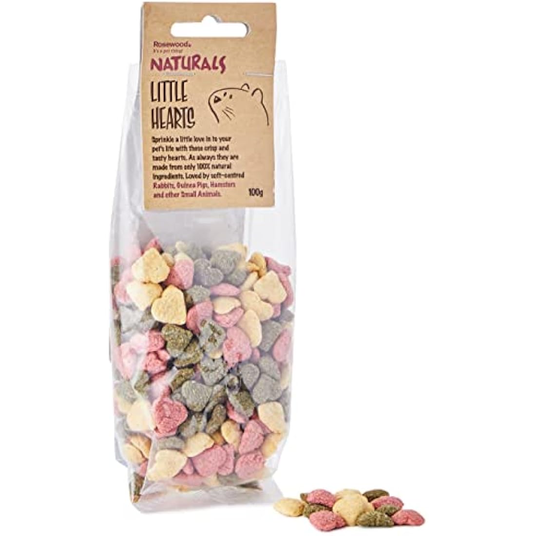 Rosewood Naturals Little Hearts, Small Animal Treats for Rabbits, Guinea Pigs, Chinchillas, Degus, Hamsters, Gerbils, Mice and Rats, 100g