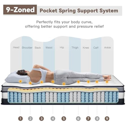 Vesgantti 3FT Single Mattress, 11 Inch Pocket Sprung Mattress Single with Breathable Foam and Individually Pocket Spring - Medium, Luxury Box Top Collection