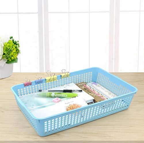 Ponpong Blue Green Pink Color Plastic A4 Storage Baskets, 6 Pack