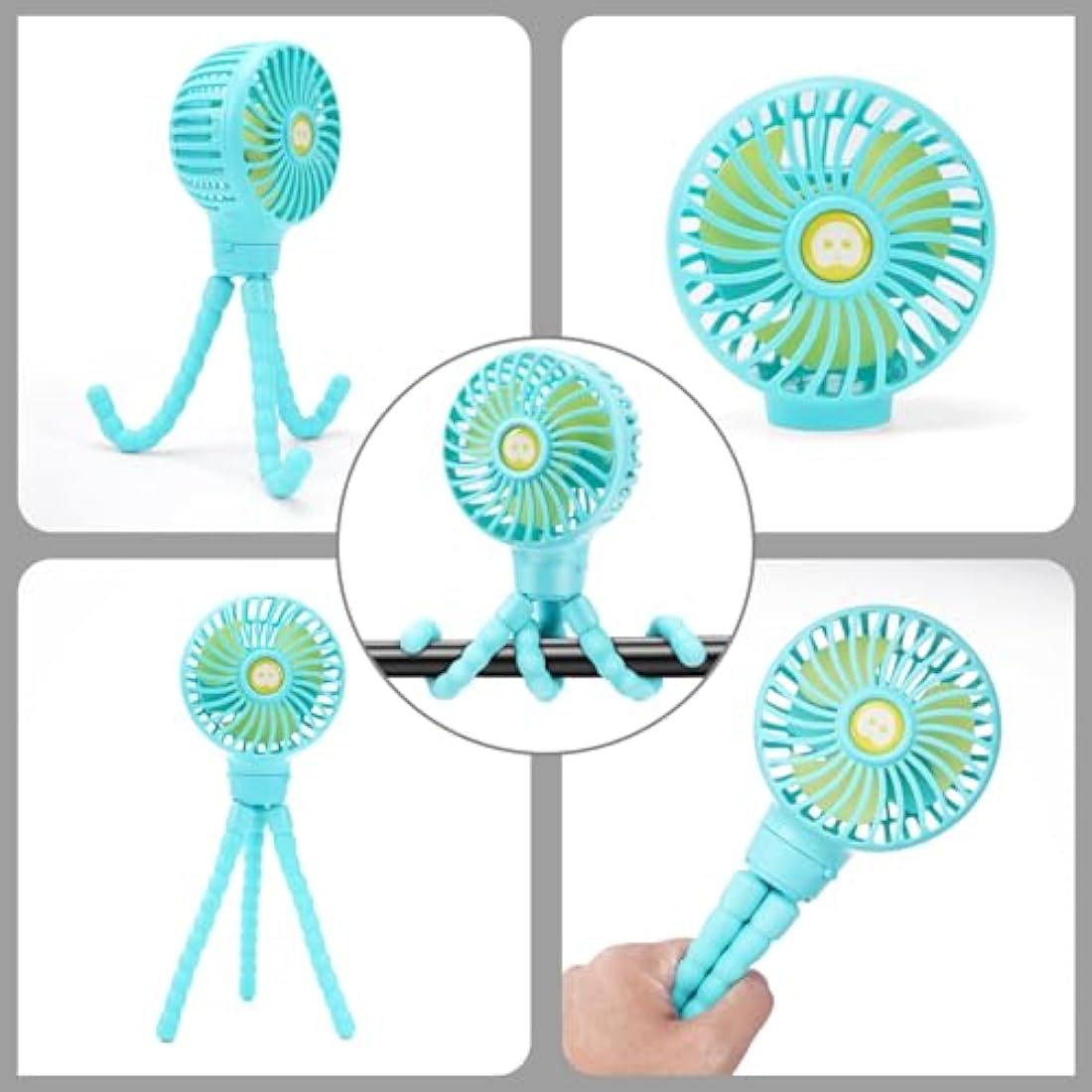 Portable Pram Fan, Personal Rechargeable USB Fans Clip On Baby Car Seat Small Mini Handheld Fan, With Removable Tripod 3 Speed 360° Rotate 2500 mAh Battery for Stroller Push Chair Crib Treadmill Bike