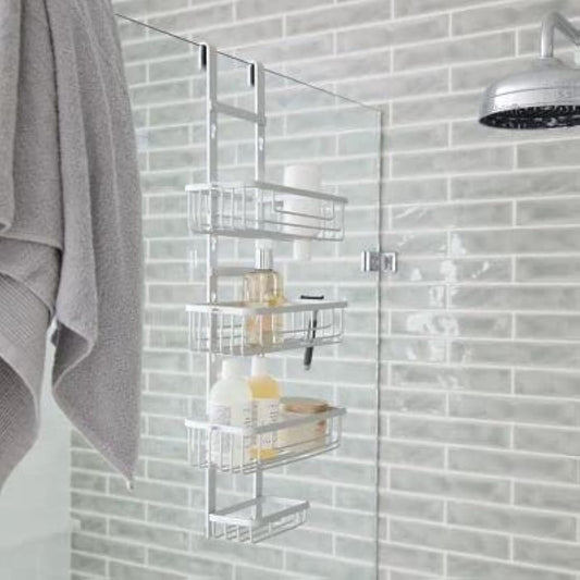 lakeland Adjustable Bath & Shower Caddy – Hangs Over Door Or On Wall Aluminium To Prevent Rusting