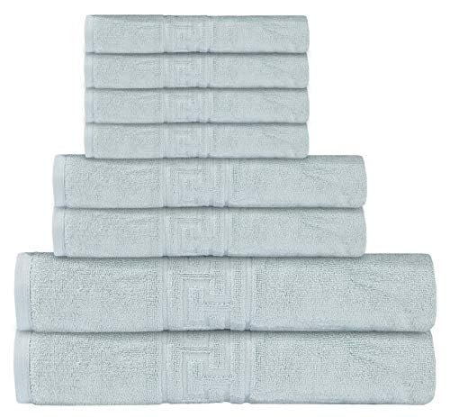 DTEX HOMES 8 Piece Towel Set 100% Egyptian Cotton 600 GSM, 2 Bath Towels, 2 Hand Towels, 4 Washcloths - Duckegg