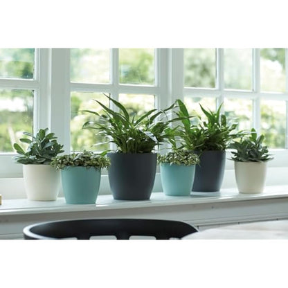 elho Brussels Round 22 - Flower Pot for Indoor - 100% Recycled Plastic - Ø 22.3 x H 20.6 cm - White/White