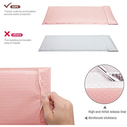 Switory 25Pcs Padded Envelopes, 15.3x22.9cm Bubble Mailers with Easy Tear Strip Peel and Seal Mailer Bags Postal Wrap Envelope Cushioned Protective Packaging, Pale Pink (Inside Size: 15.3x22.9)