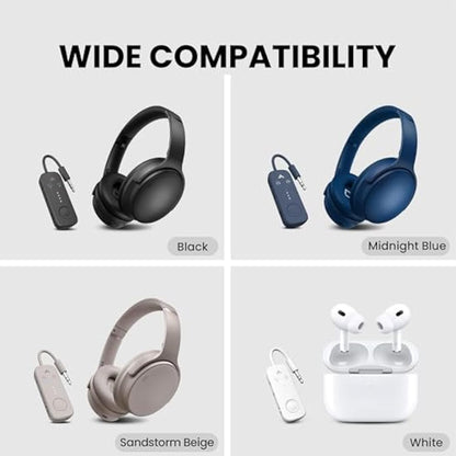 Avantree Relay - Airplane Bluetooth 5.3 Adapter with Qualcomm aptX Adaptive, Supports 2 AirPods or Headphones, 20H Playtime, 3.5mm AUX Jack Wireless Audio Transmitter for Planes, Airline, Travel
