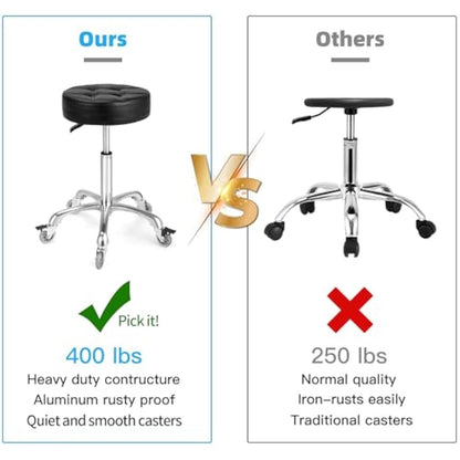 McDooFly Adjustable Heavy Duty Stool - Rolling Stools with Locking Caster Wheels - Swivel Stools Backless Chair for Home Kitchen Office Shop Tattoo Lash Tech Pedicure(Black, Height 56 to 76 cm)