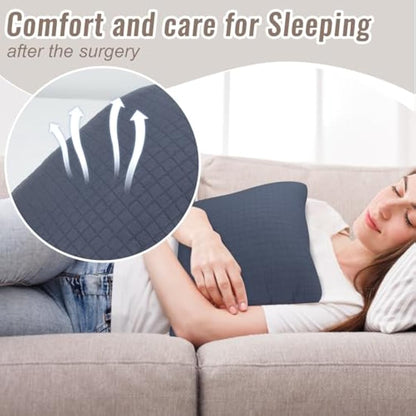 RoamReady Hysterectomy Recovery Pillow, Post-Surgery Cushion for Abdomen C-Section Tummy Tuck Lumpectomy Myomectomy Patients Must Haves Abdominal Pillow with Pocket (Navy Blue)