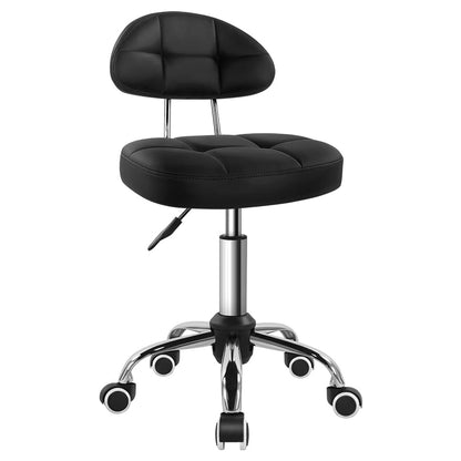 BFTOU Square Swivel Stool on Wheels Perfect for Work SPA Shop Massage Height-Adjustable and Cost-Effective Rolling Stool Chair with Back White BLACK