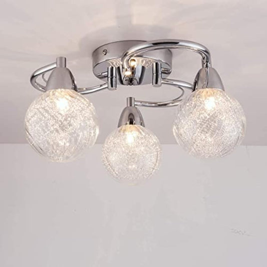 AUROLITE AL1033 BOLLA 3xG9 LED Semi Flush Ceiling Light, Polished Chrome Finish, 12W, Warm White (3000K), Ideal for Living Room, Bedroom, Kitchen, and Hallway