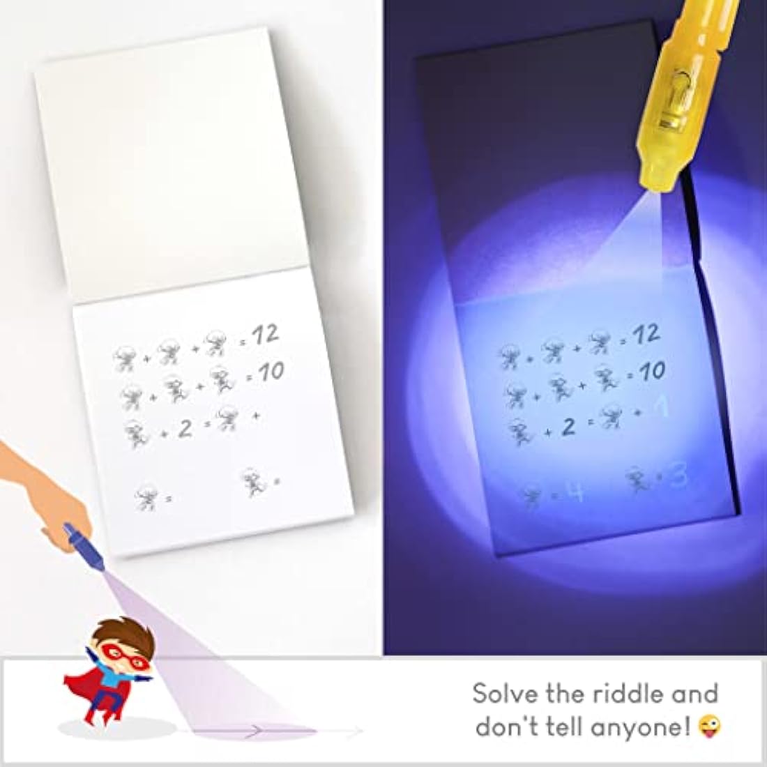 BONNYCO Invisible Ink Pen and Notebook, Pack 8 Superhero Superhero Party Bags Fillers, Pinata Toys | Birthday Decorations | Stocking Fillers for Kids Birthday | School Prizes, Gifts for Children