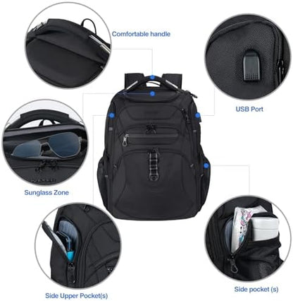 KROSER Travel Laptop Backpack 17.3 Inch XL TSA Computer Backpack Water-Repellent College Daypack Business Backpack with RFID Pockets & USB Port for Men/Women
