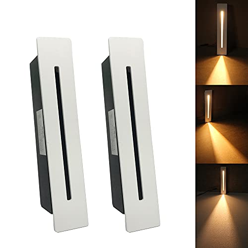 LED Recessed Stair Light Step Light 220V Wall lamp Corner Decoration Lamp Hallway Lamp 2PCS (Warm White, White)