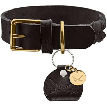 HUNTER Sansibar Solid Dog Collar Leather Heavy Duty Grippy Braided 60 (M-L) Black