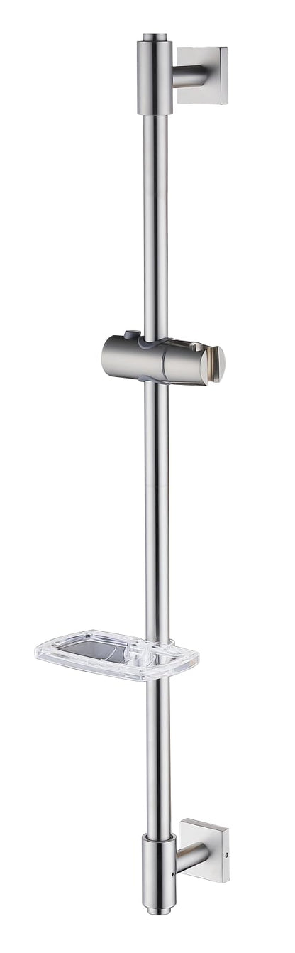 HomeHeng Shower Riser Rail 80CM, Wall Mounted Shower Slide Bar with Soap Dish Bracket Brushed Nickel Adjustable Shower Head Holder Bar for Bathroom,