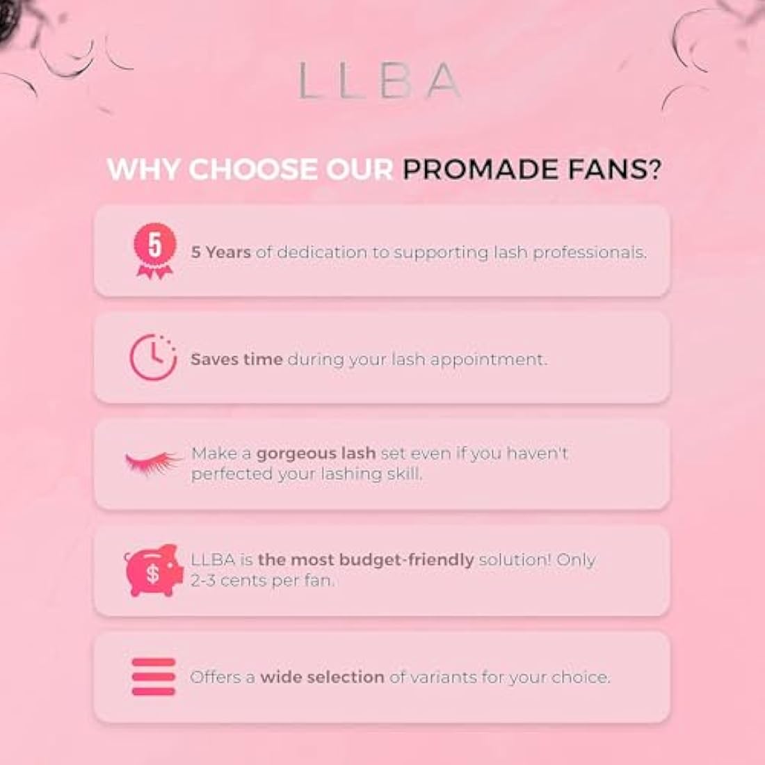 LLBA Promade Mix 1500 Fans | Handmade Volume Eyelashes | Multi Selections From 5D To 12D | C CC D Curl | Thickness 0.03~0.1 mm | 9-18mm Length | Long Lasting | Easy Application 5D-0.07 C 9-14mm
