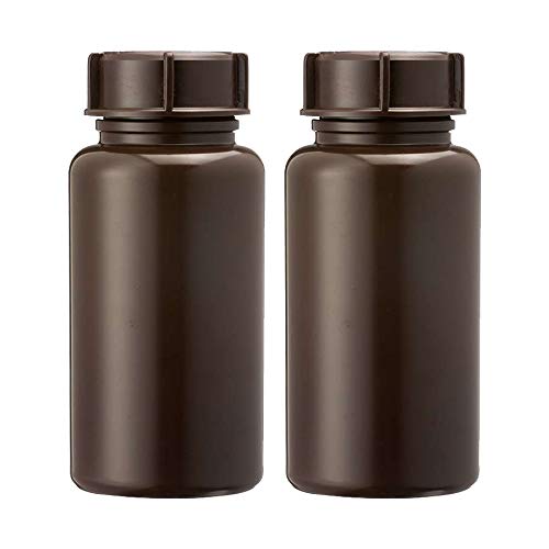3Wthings Pack of 2 wide-neck bottles made of LDPE with screw cap, 500 ml, colour: brown (lightproof)