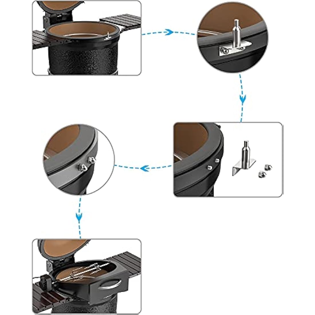 onlyfire Multipurpose Rotisserie and Pizza Oven Kit for Kamado Joe Classic/Pit Boss 22 Ceramic Grills - Including Rotisserie Motor UK Plug, Spit Rod & Pizza Stone