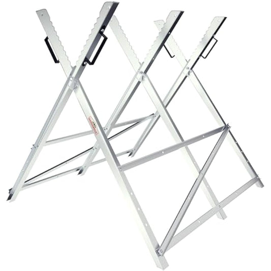GARDEBRUK® Folding Galvanised Saw Horse | Foldable Portable Trestle | Workbench Timber Cutting Log Holder | Wood Splitter for Hand Saw Chainsaw | Sawhorse | Heavy Duty 150 kg