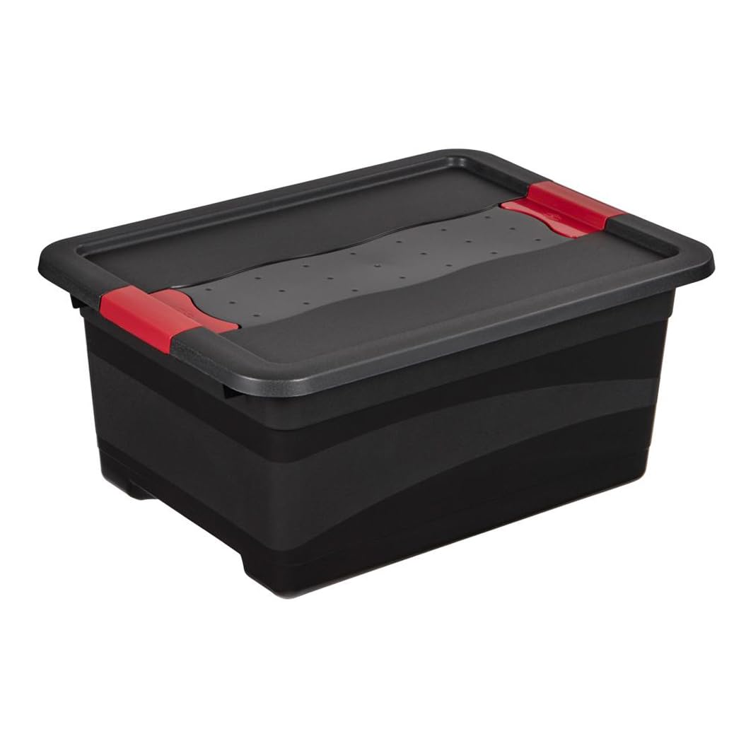 Keeeper Transport Box with Lid, Extra Strong, Sliding Closure, 39.5x29.5x17.5 cm, 12 Litre, Eckhart, Graphite Grey