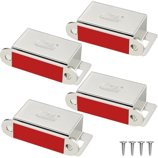 Cabinet Door Magnetic Catch Jiayi 4 Pack Magnetic Cupboard Door Catches 14KG Pulls Door Magnet Stainless Steel Wardrobe Magnet Heavy Duty Magnetic Latch for Kitchen Mirror Cupboard Door Closing