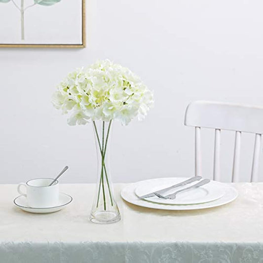 Tifuly 12Pcs Artificial Hydrangeas, Realistic Silk Hydrangeas Flower Heads with Stems Fake Flowers for Wedding Bridal Bouquets, Home Office Party Decor, Floral Arrangements, Centerpiece(Cream White)