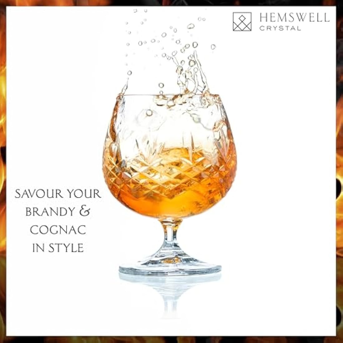 Hemswell Crystal Single Brandy Glass - Goblet Cut Crystal Brandy Glasses with Presentation Box - Snifter for Cognac 250ml European - Wicklow