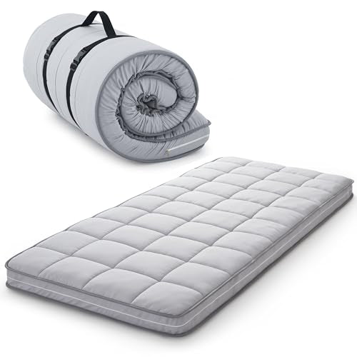 Jamdok Single Roll Up Floor Mattress,Memory Foam Mattress Topper for Folding Camping Bed,Machine Washable Cover,Sleeping Pad,Portable(190X75X10cm)