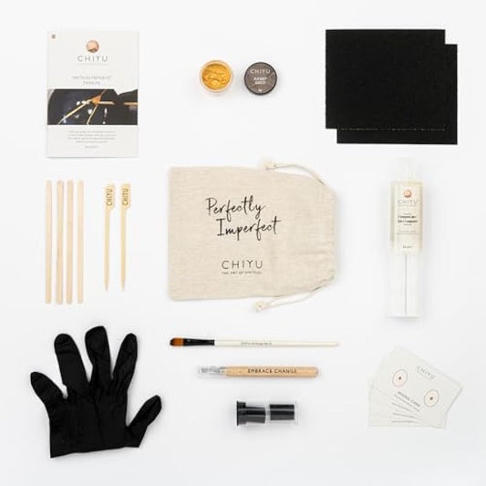 CHIYU Kintsugi Repair kit: Modern Repair Kit - Gold - Gold Glue - Food Safe - Dishwasher Safe - The Most Complete and Durable Kintsugi kit