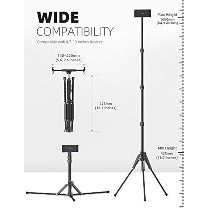Lamicall iPad Tripod Stand, Tablet Floor Stand 65" ipad Holder Mount with Adjustable Height for Live Stream/Watching, for iPad Pro 12.9/11, Air Mini 6 5 4 3 2, iPhone and 4.7-13" Tablet and Phone