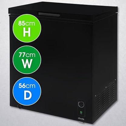 Abode Freestanding Black Chest Freezer 198L with Removable Wire Basket & Counter Balance Lid, Adjustable Thermostat, Suitable for Garages & Outbuildings A198CF0E1B