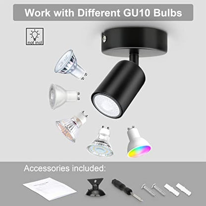 Dehobo Wall Light Spotlight Indoor in Matt Black Adjustable Spot Light with GU10 Socket LED Compatible Industrial Ceiling Wall Spot Light for Kitchen Lounge Bedroom Dining Room