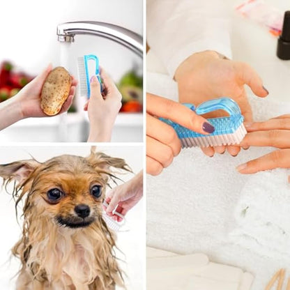 Larbois 4 Pcs Plastic Handle Scrubbing Brush - Eco Friendly Fingernail Brush with Soft Bristles for Hand, Toes, Nail, Home, Garden, Salon Use