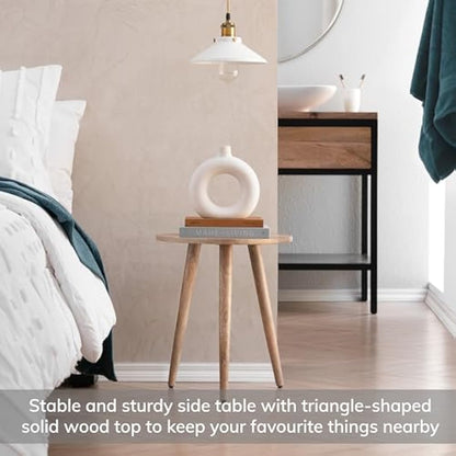 MH London Bond Triangle End Table - Exclusively Designed Small Side Table. Hand Crafted - Wooden Table - Contemporary Design for Small Side Table for Bedroom and Living Room
