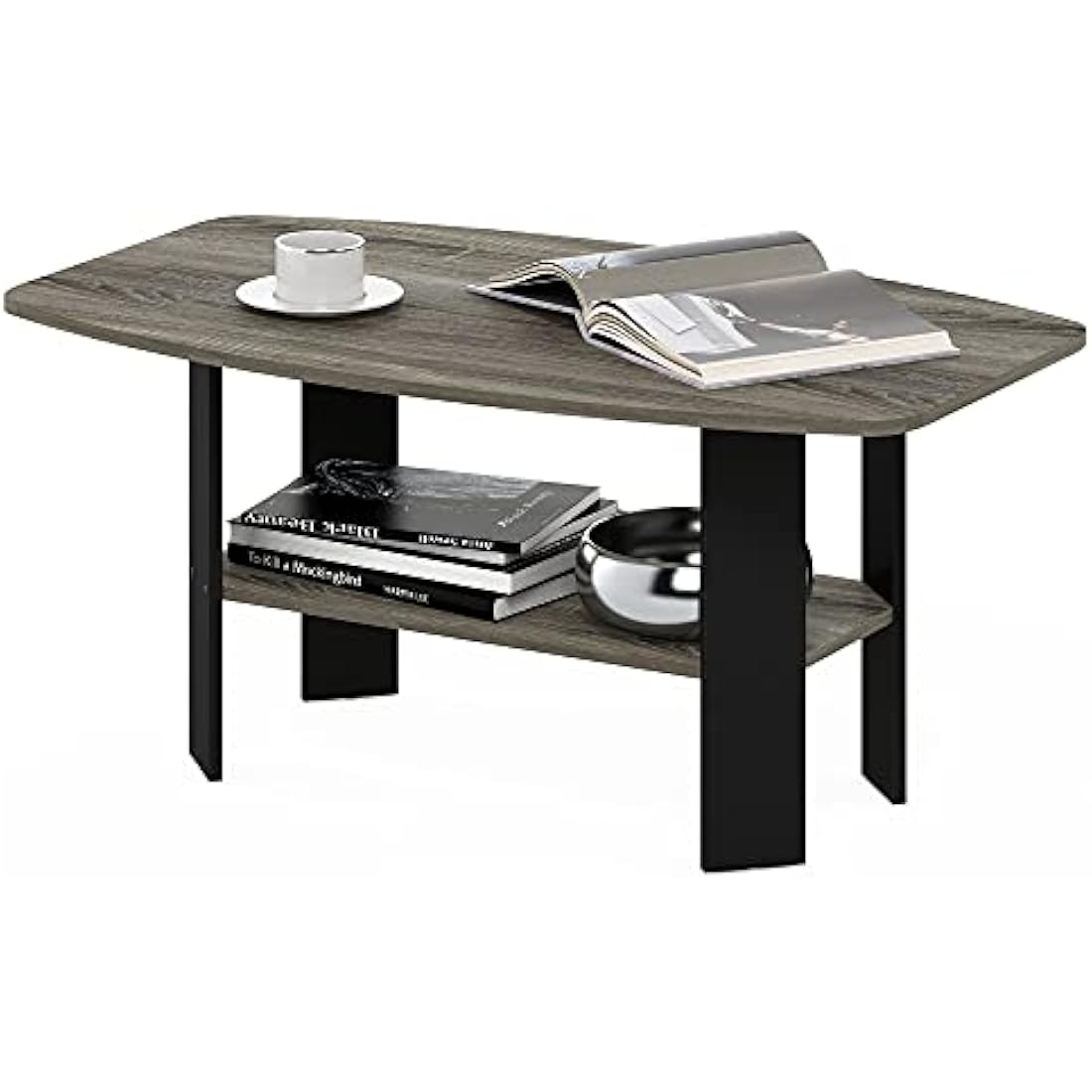 Furinno Simple Design Coffee Table, Side Table, French Oak/Black