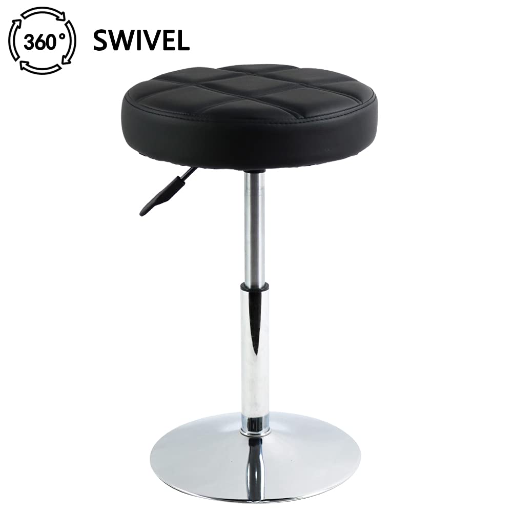 FURWOO Round Cushion Salon Stool Massage Chair Adjustable Swivel Spa Stool for Beauty Nail Home Bar Work Low Bar Chair for Barber Shop Small(Black)