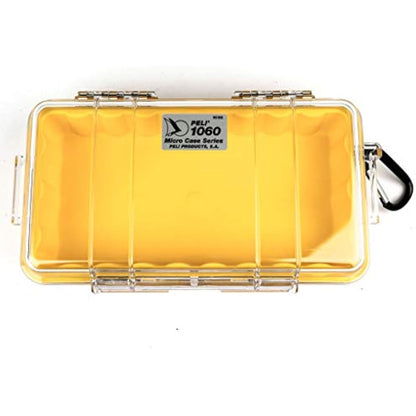 PELI 1060 Micro Case, Sensitive Devices Protection, IP67 Watertight, 3L Capacity, Made in US, Clear/Yellow Liner
