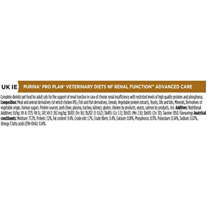 PRO PLAN VETERINARY DIETS NF Advanced Care Renal Function Wet Cat Food Chicken 10x85g, Pack of 4