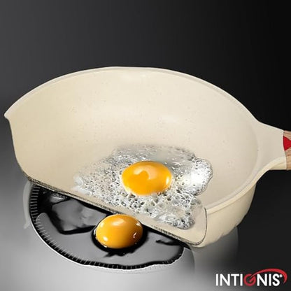 NTIGNIS® Premium 28 cm Deep Frying Pan with Lid | Anti-Scratch | Induction Compatible | Non-Stick Interior | Heat Resistant Handle | Perfect for Everyday Cooking