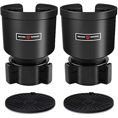 Seven Sparta Upgraded Car Cup Holder Expander Adapter with Offset Adjustable Base, Compatible with Yeti 14/24/36/46oz Ramblers, Hydro Flasks 32/40oz, Other Large Bottles Mugs in 3.4''-4.0'' (2)