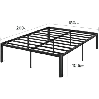 Zinus Van Super King Bed frame - Bed 180x200 cm - 41 cm Height with Underbed storage - Metal Platform Bed frame with Steel slat support - Black