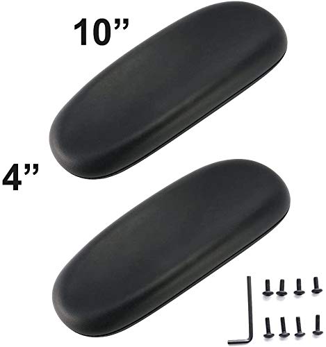 MySit Office Chair Armrest Replacement Set of 2 chair armrest pad PU Armrest Pads Univeral 4" Mounting Hole for Chair,Office Chair Part Black
